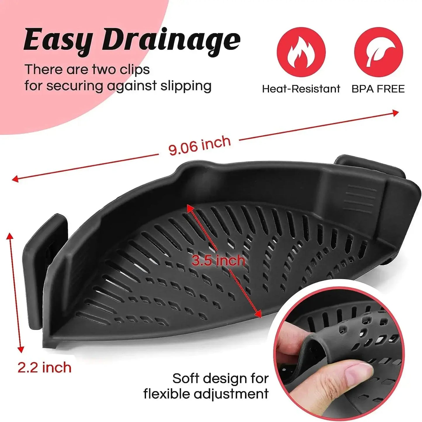 Multi-Functional Silicone Clip-On Strainer