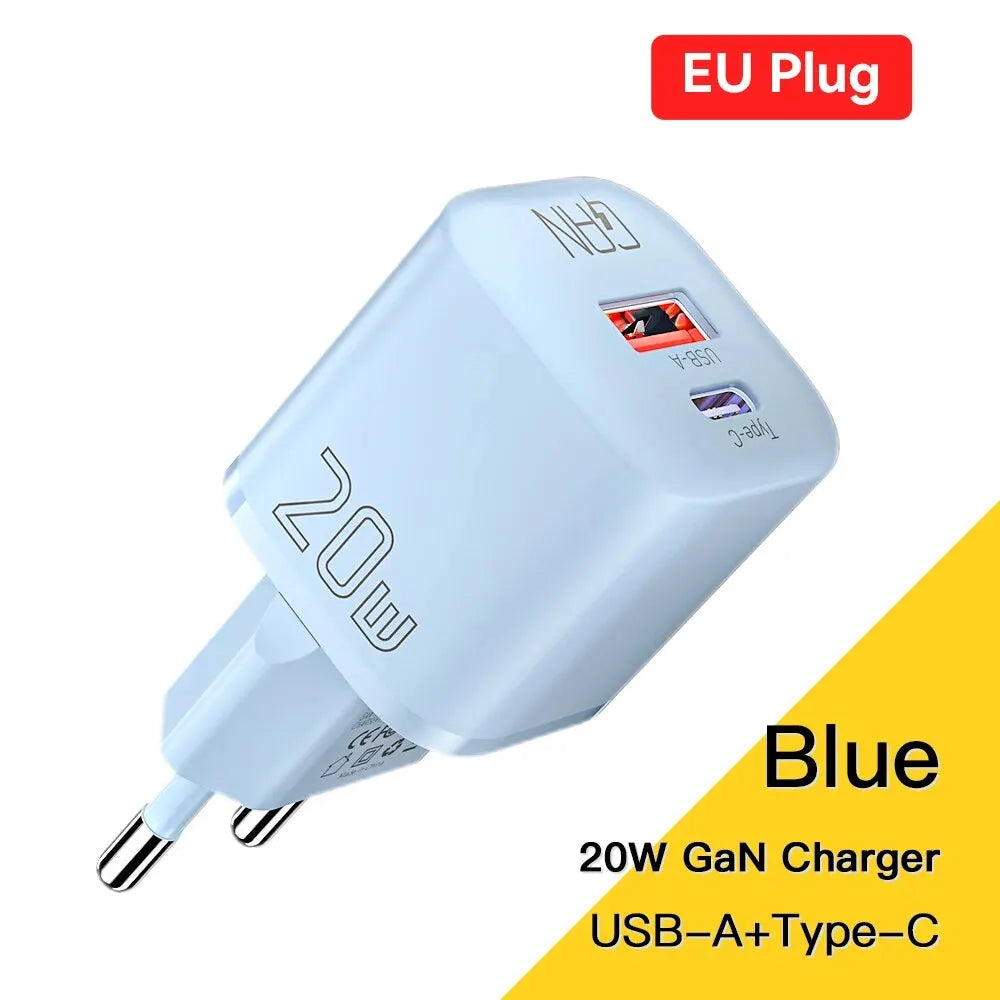 Essager 20W GaN USB Type C Charger PD Fast Charge Phone QC 3.0 Quick Chargers For iPhone 14 13 12 11 Pro Max Mini iPad Charging Infinite variety