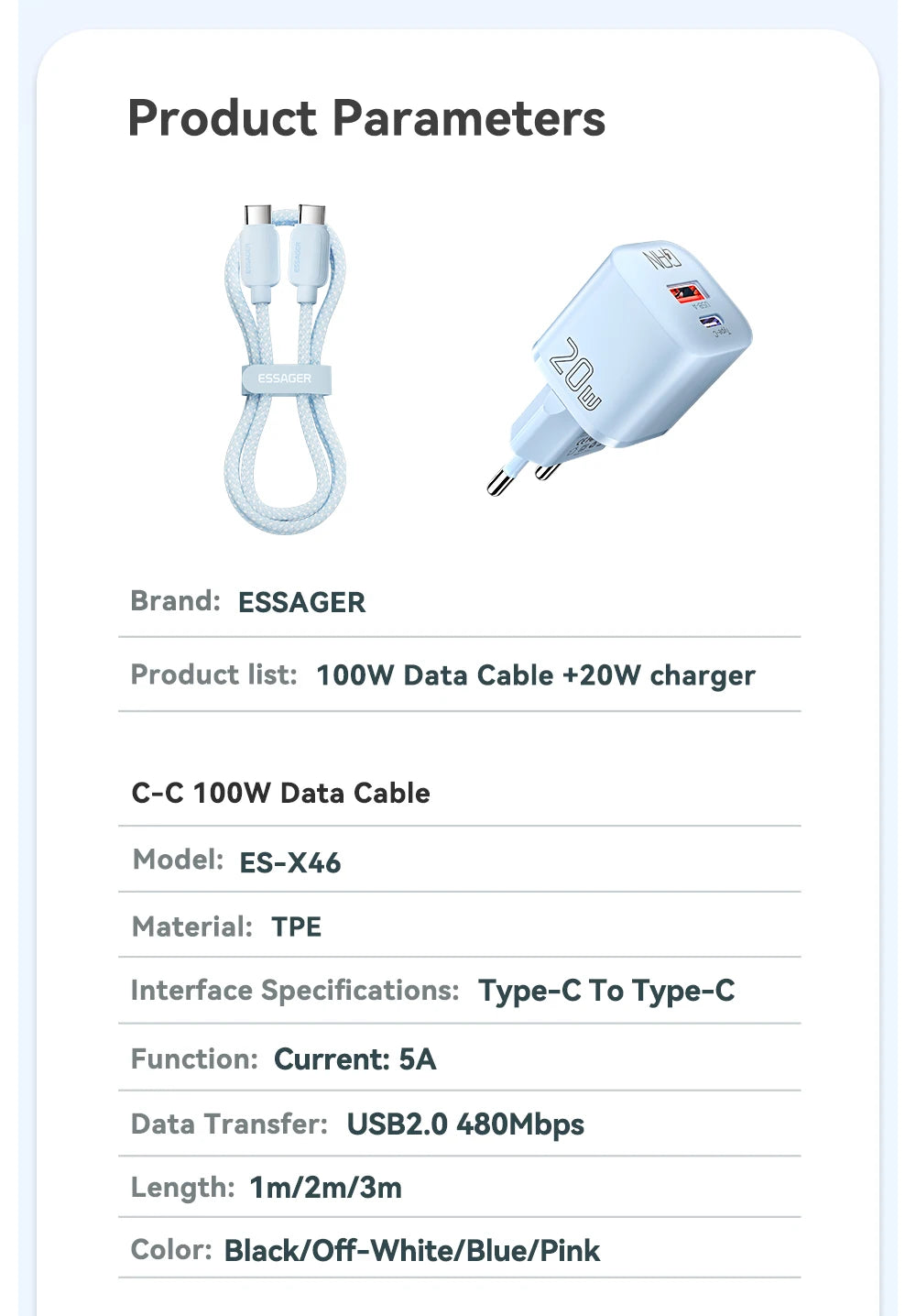 Essager 20W GaN USB Type C Charger PD Fast Charge Phone QC 3.0 Quick Chargers For iPhone 14 13 12 11 Pro Max Mini iPad Charging Infinite variety