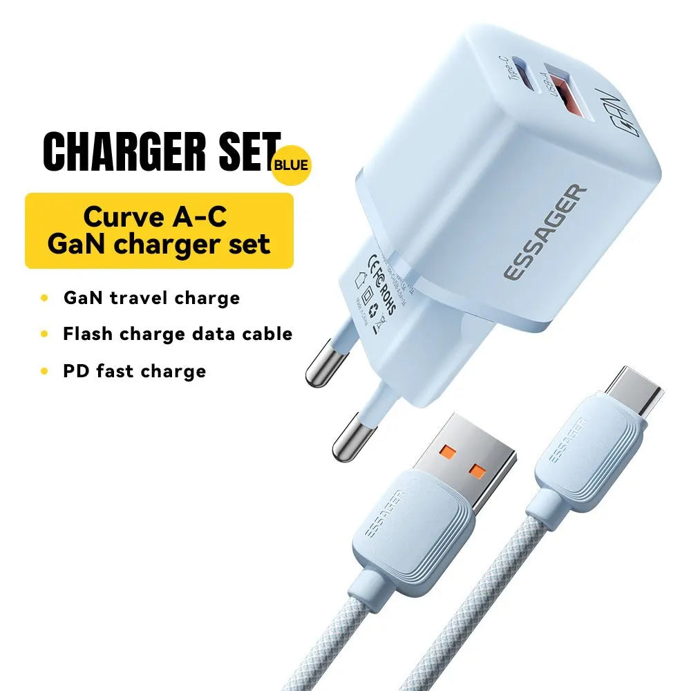 Essager 20W GaN USB Type C Charger PD Fast Charge Phone QC 3.0 Quick Chargers For iPhone 14 13 12 11 Pro Max Mini iPad Charging Infinite variety