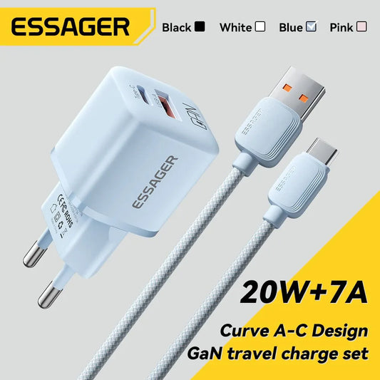 Essager 20W GaN USB Type C Charger PD Fast Charge Phone QC 3.0 Quick Chargers For iPhone 14 13 12 11 Pro Max Mini iPad Charging Infinite variety