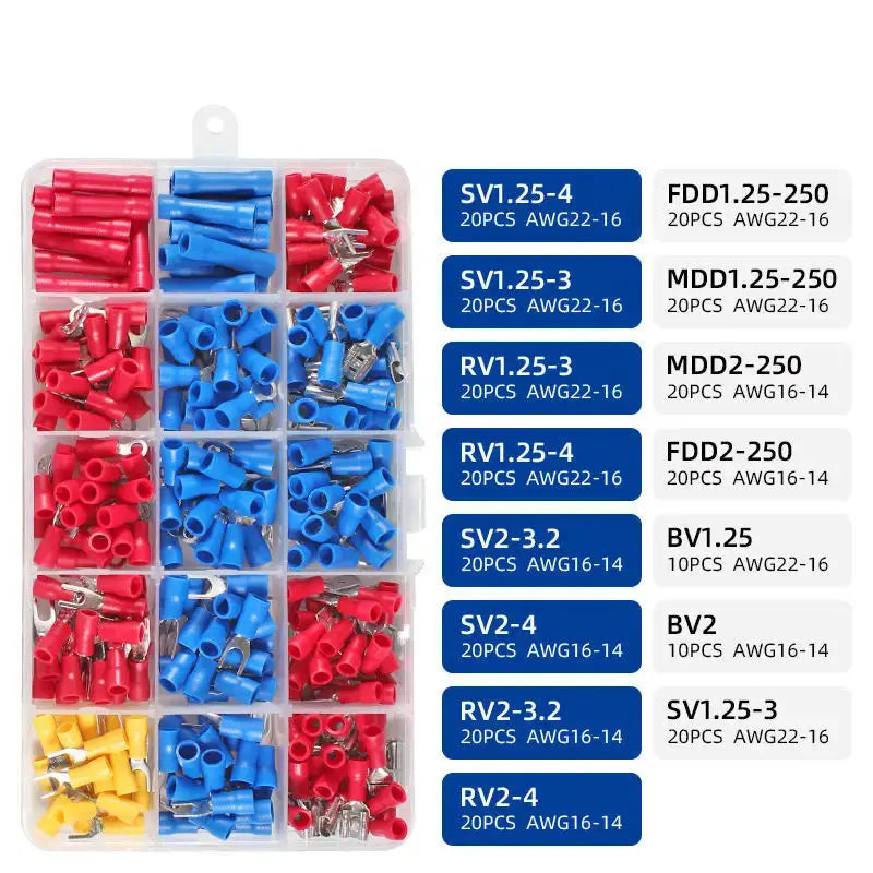 SN-02C Wire Crimping Tool Set Insulated Wire Electrical Connectors Crimp-Butt,Ring,Spade,Terminals Cable Lugs Assortment Kit