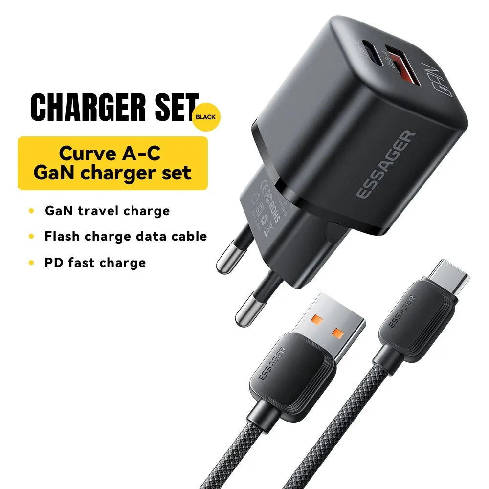 Essager 20W GaN USB Type C Charger PD Fast Charge Phone QC 3.0 Quick Chargers For iPhone 14 13 12 11 Pro Max Mini iPad Charging Infinite variety